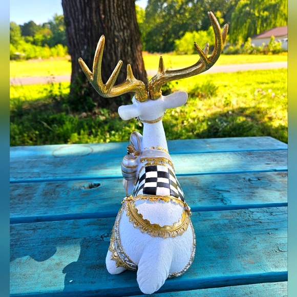 Mackenzie Childs White Bowtie Deer Resting - Picture 4 of 6